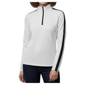 Ralph Lauren Active Textured White and Black Quarter Zip Women's Top - Medium